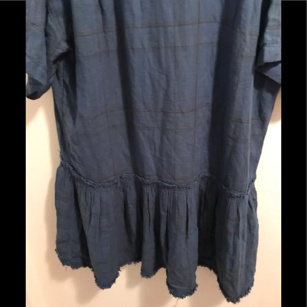 SALE NWT Free People Love Buzz Dress Med Blue Plaid